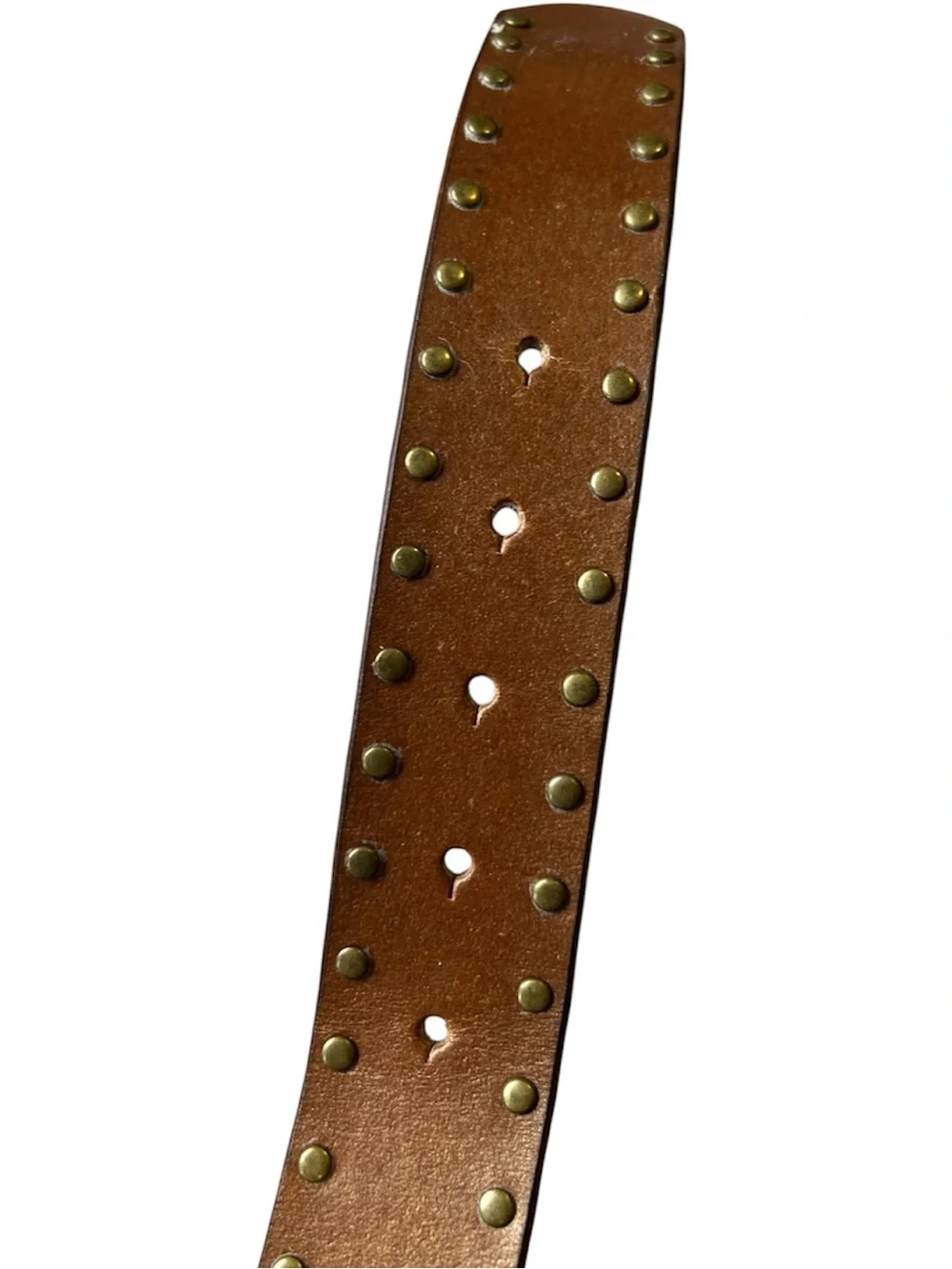 CAbi Vintage 2004 Boho Studded Brown Leather Belt Mosaic Stone Inlay Buckle